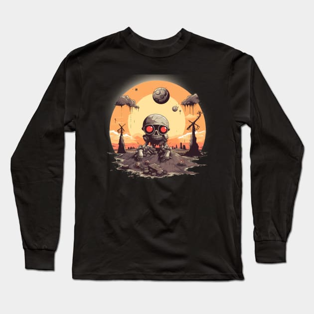 Artificial Intelligence AI Singularity Cyborg Robot Long Sleeve T-Shirt by MLArtifex